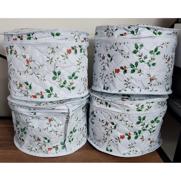 VTG Christmas Ornament Zip Storage Bags Christmas Holly Holiday Lillian Vernon - Picture 2 of 16